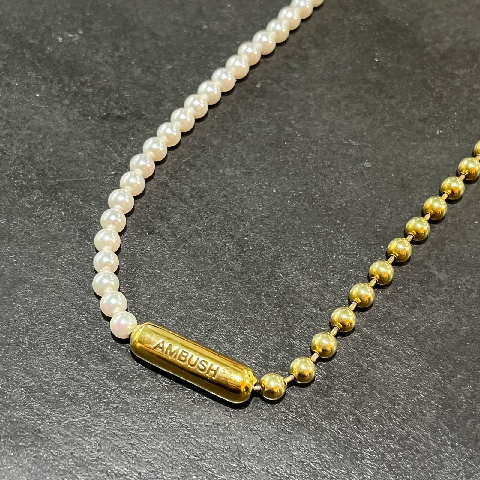参考上代59400円 未使用品 AMBUSH PEARL BALL CHAIN MIX NECKLACE