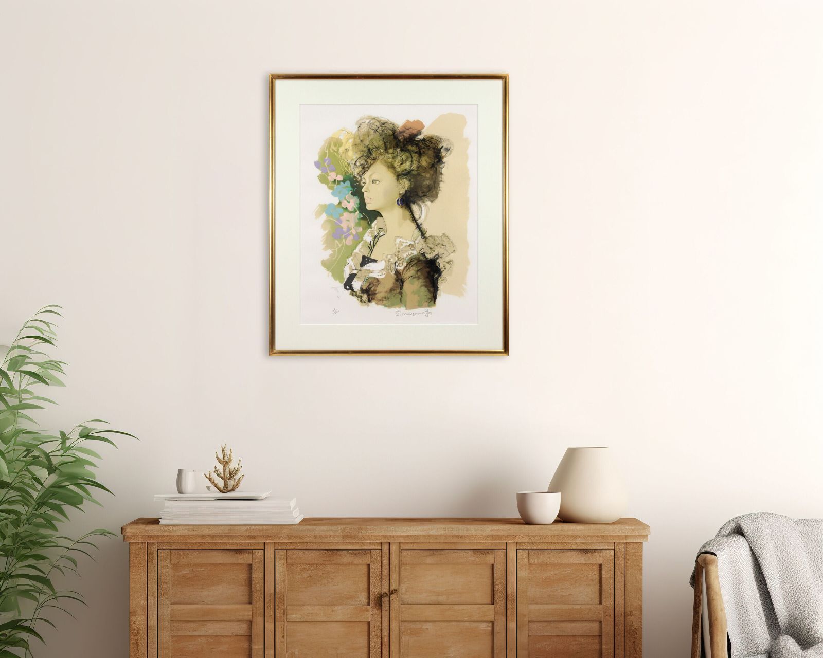 宮永岳彦 リトグラフ 版画『エンジの女』 絵画 - メルカリ