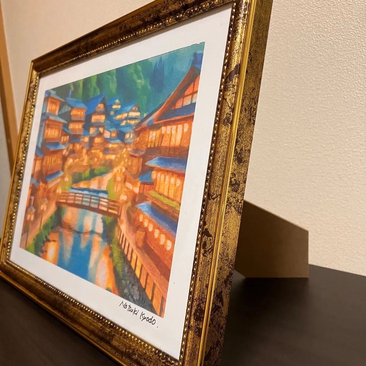 ジブリアート16 千と千尋の神隠しより「渋温泉」 額装品 額縁寸法32.7