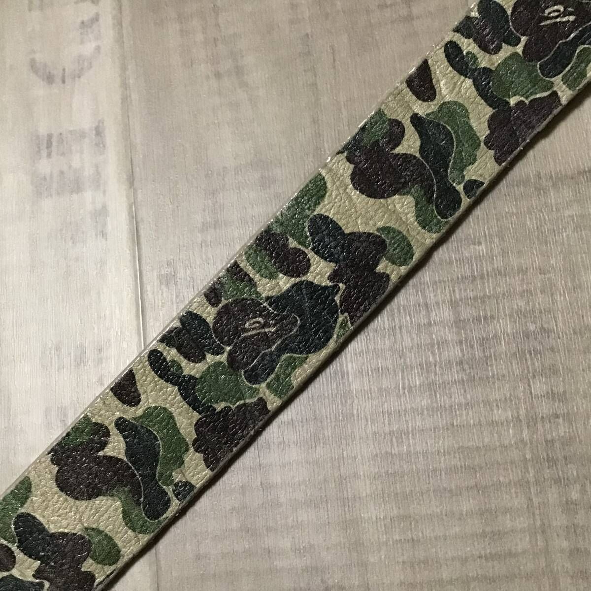 ABC camo green レザー ベルト Lサイズ a bathing ape BAPE leather