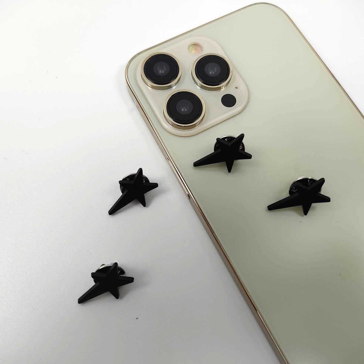 星 五角形 ピンバッジ ピンズ 流れ星 ブラック 4個セット スター