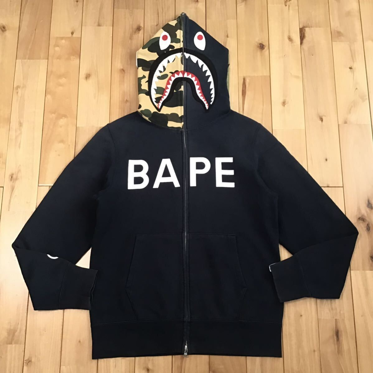 BAPE LOGO シャーク パーカー Mサイズ ネイビー shark full zip hoodie