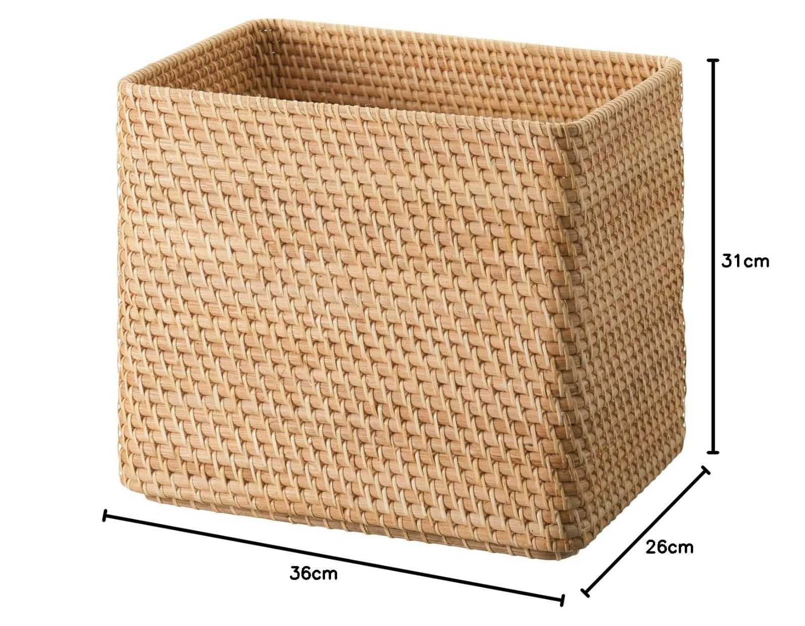 無印良品 重なるラタン長方形バスケット・特大 (V)約幅36×奥行26×高さ