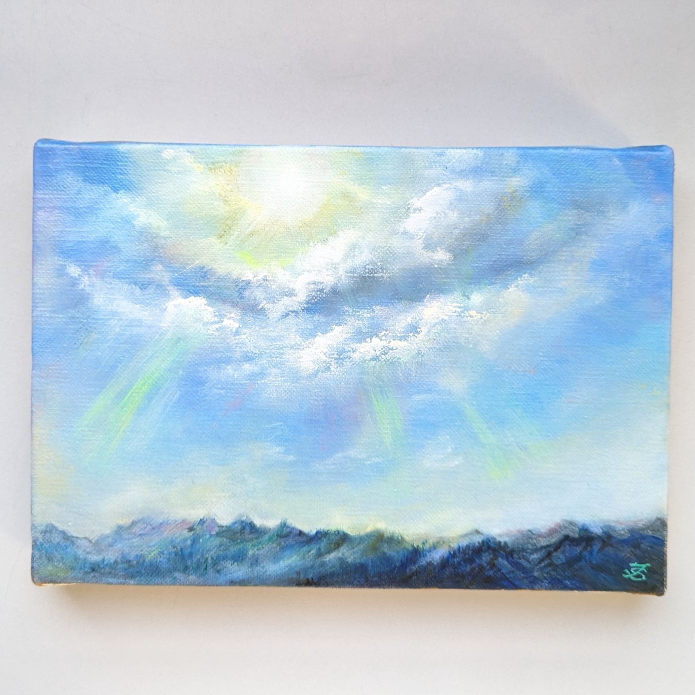 風景画 油絵風景画 painterTMK 画家本人出品 空の風景画 太陽と雲風景