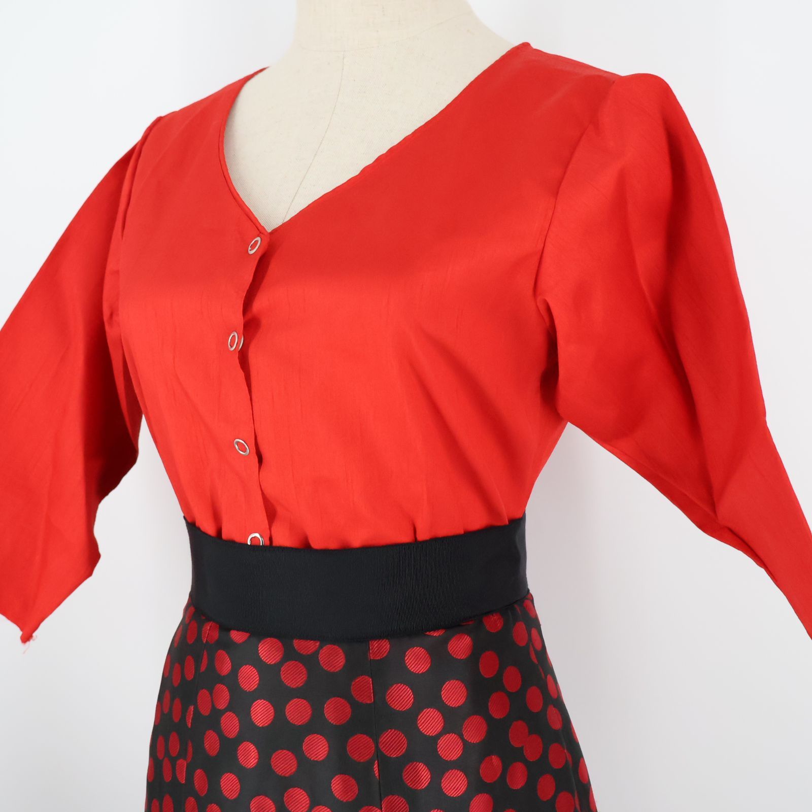 美品 スペイン製 フラメンコ衣装】レッド×豪華ボランテ 上下セット