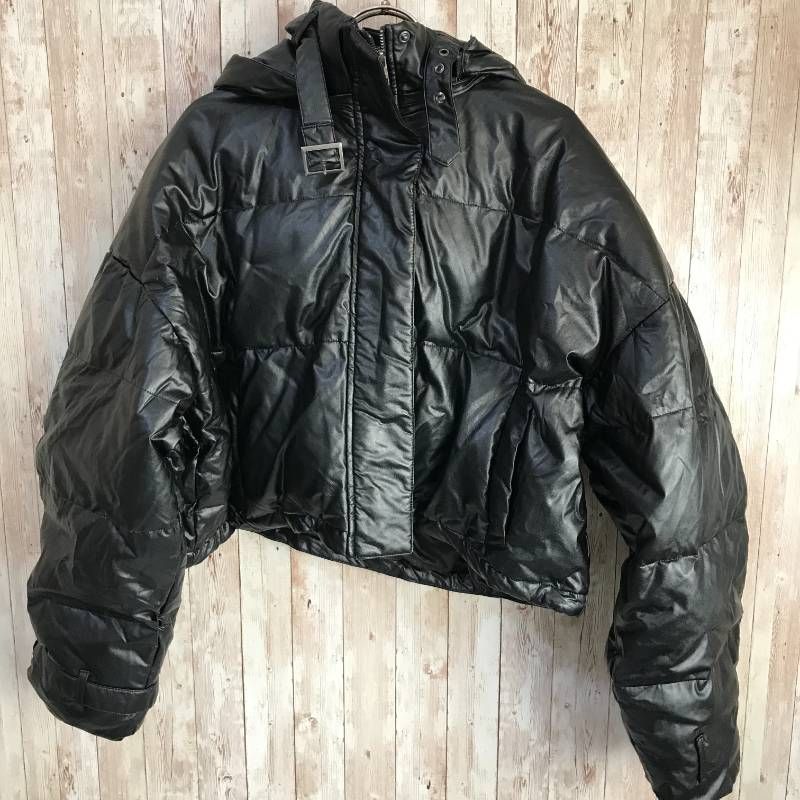 タ GYDA ジェイダ ショートフェイクレザーダウンコート F ブラック