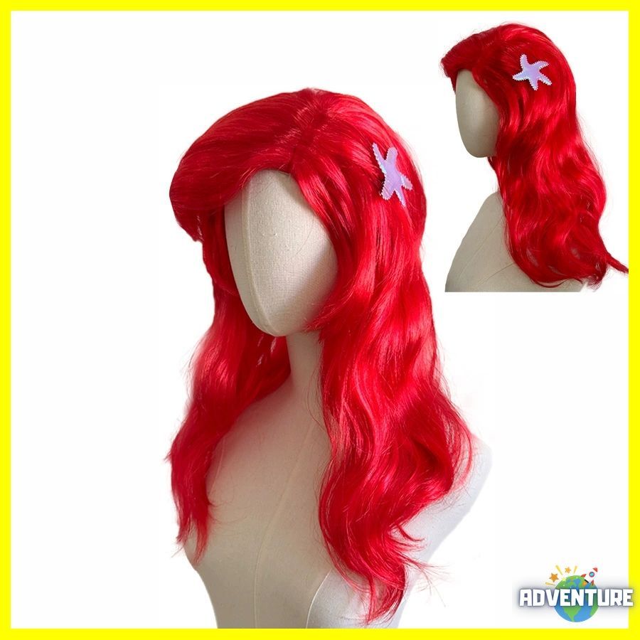 アリエル風 ウィッグ キッズ女の子100 120 130 140 150 ディズニー赤