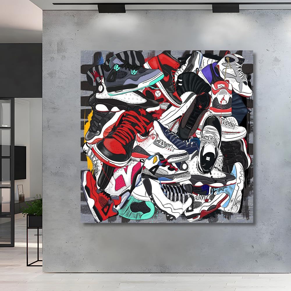 迅速発送】アートパネル スニーカー ストリート グラフティ W40cm
