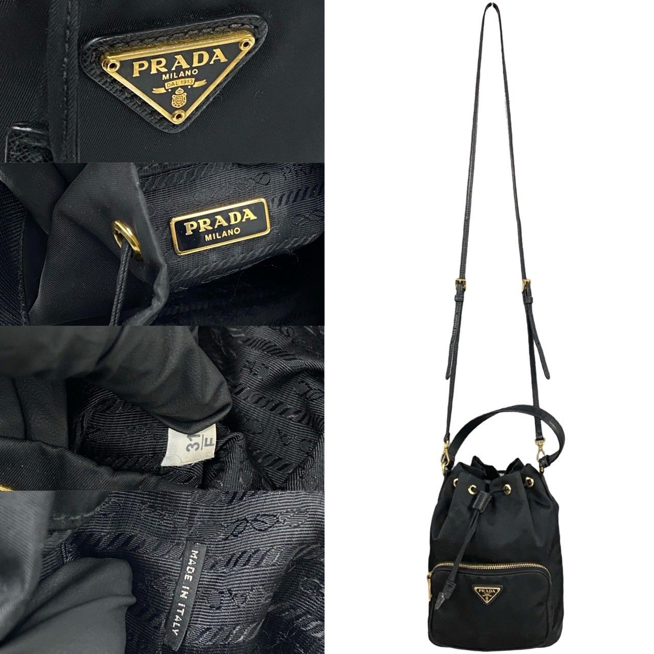 極 美品 袋付き PRADA プラダ 三角ロゴ サフィアーノ レザー 本革