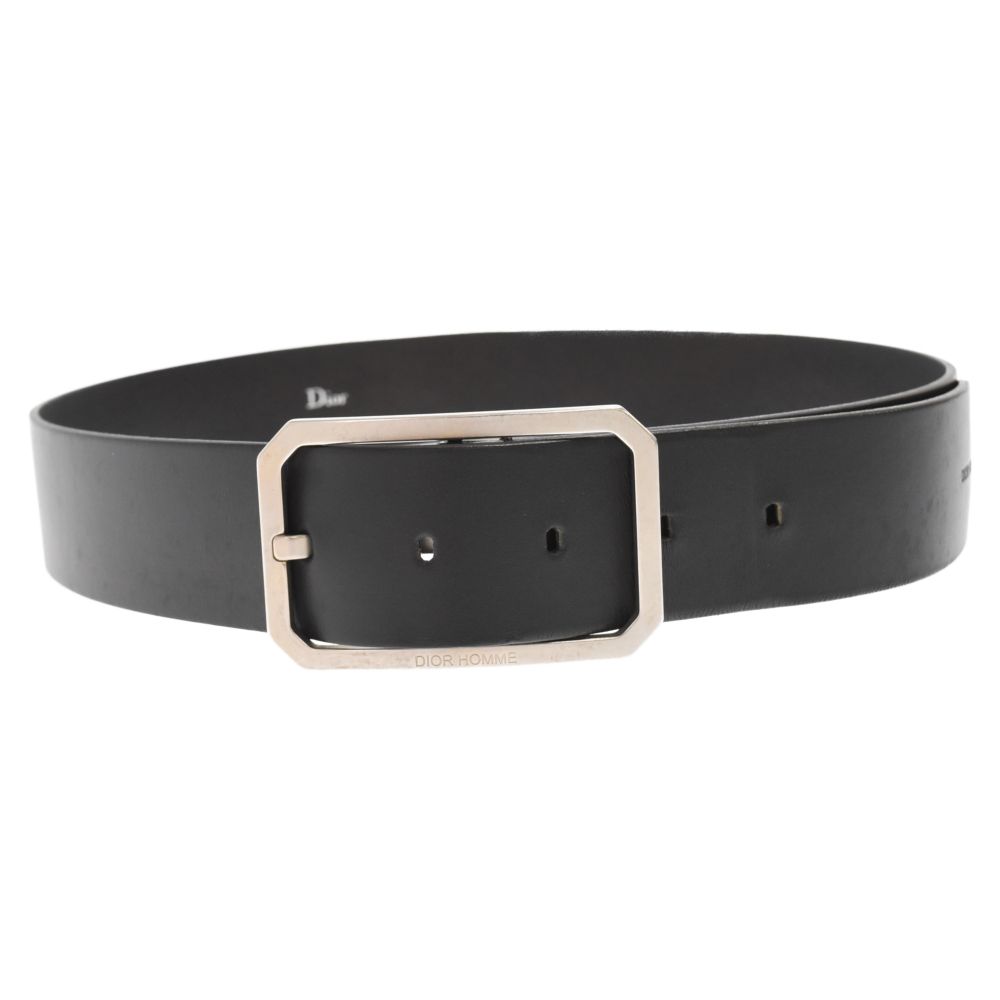 Dior HOMME (ディオールオム) スクエアバックルレザーベルト ブラック
