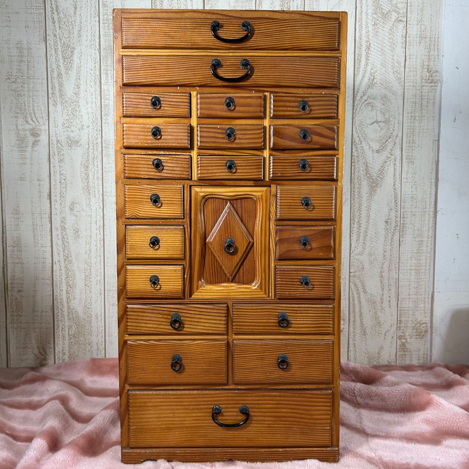 木製引き出し収納棚 薬棚薬箪笥 薬箱 引出し チェスト 収納棚 小物入