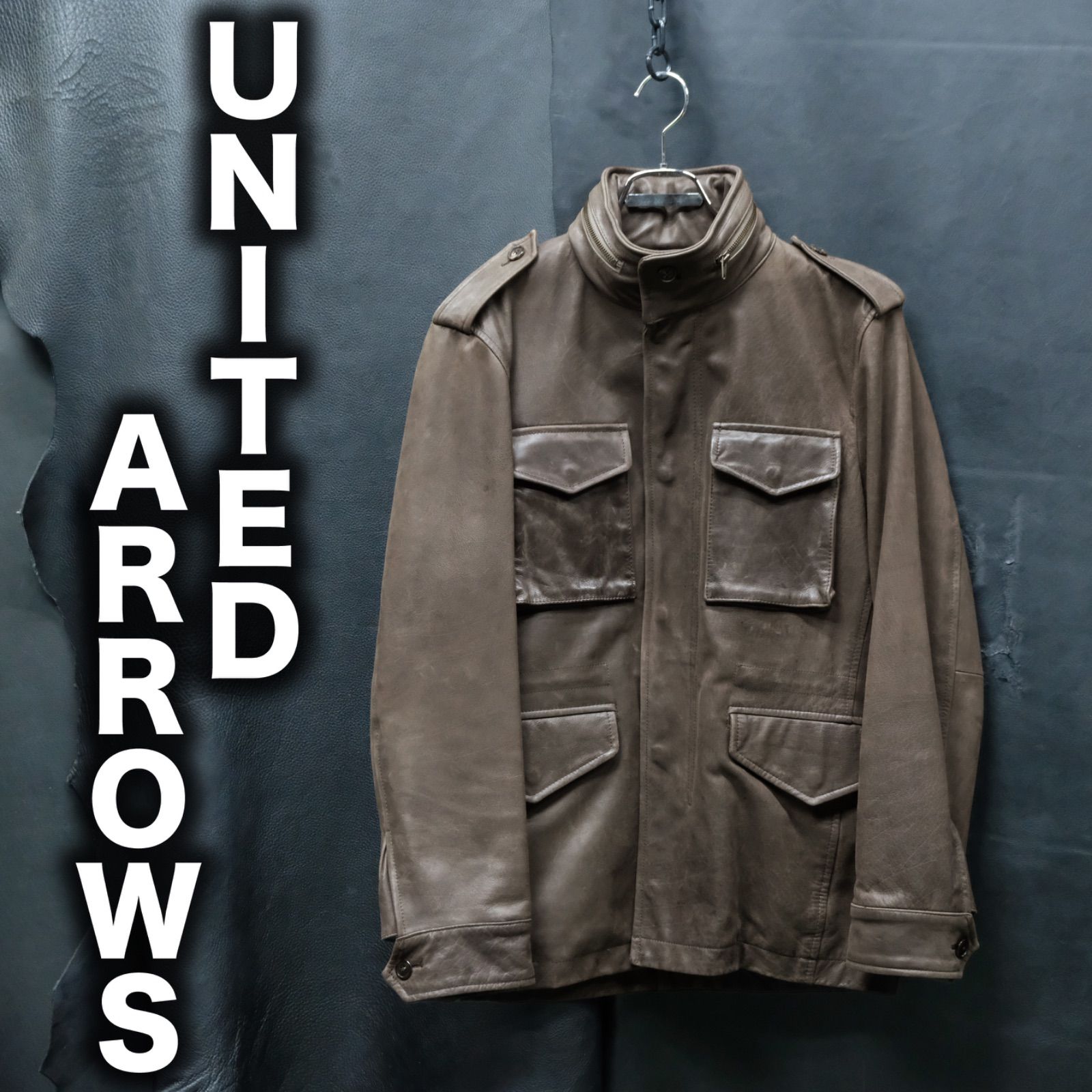 UNITED ARROWS M-65 レザージャケット M 牛革 ミリタリー フィールド