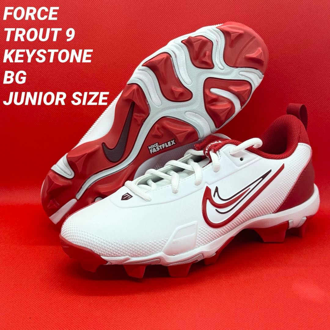 ナイキ 野球スパイク ジュニアサイズ トラウトモデル ホワイト×レッド