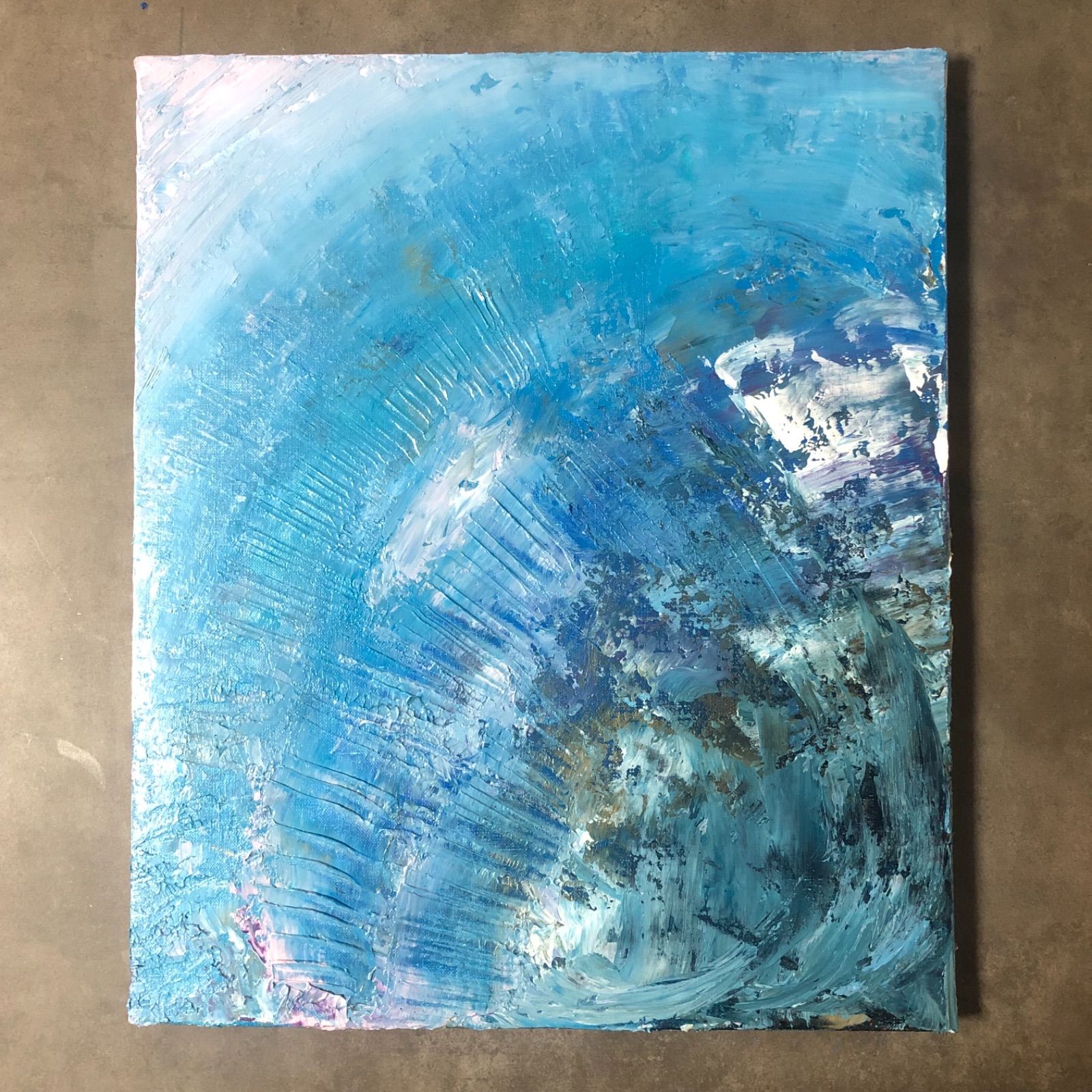 抽象画 アクリル 海の生物 F8