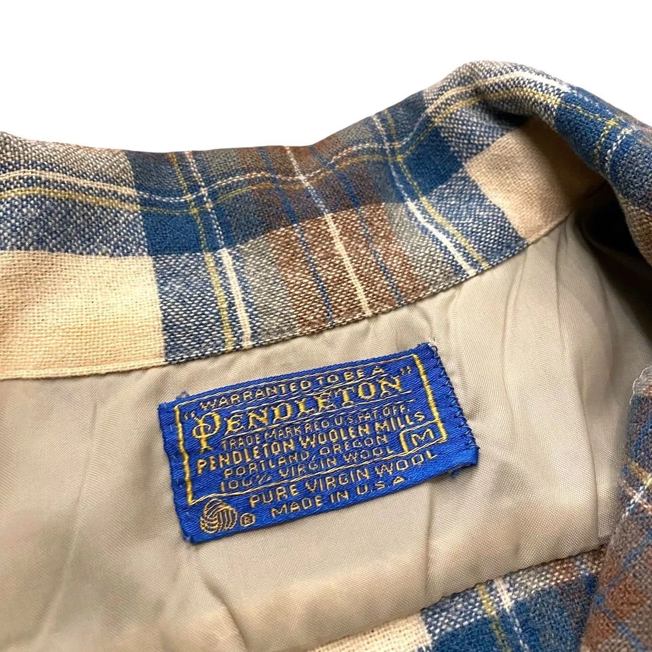 70s ビンテージ ペンドルトン ウール オープンカラーシャツ M 70年代