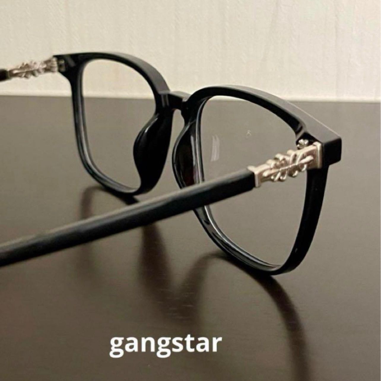 伊達メガネ クリアレンズ メガネ y2k クロムハーツ グランジ 黒縁