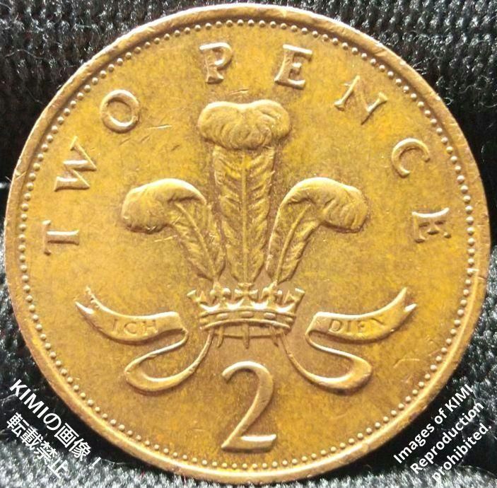 2 ペンス 銅貨 1989 エリザベス 2世 3番目の肖像画 コイン 古銭 貨幣