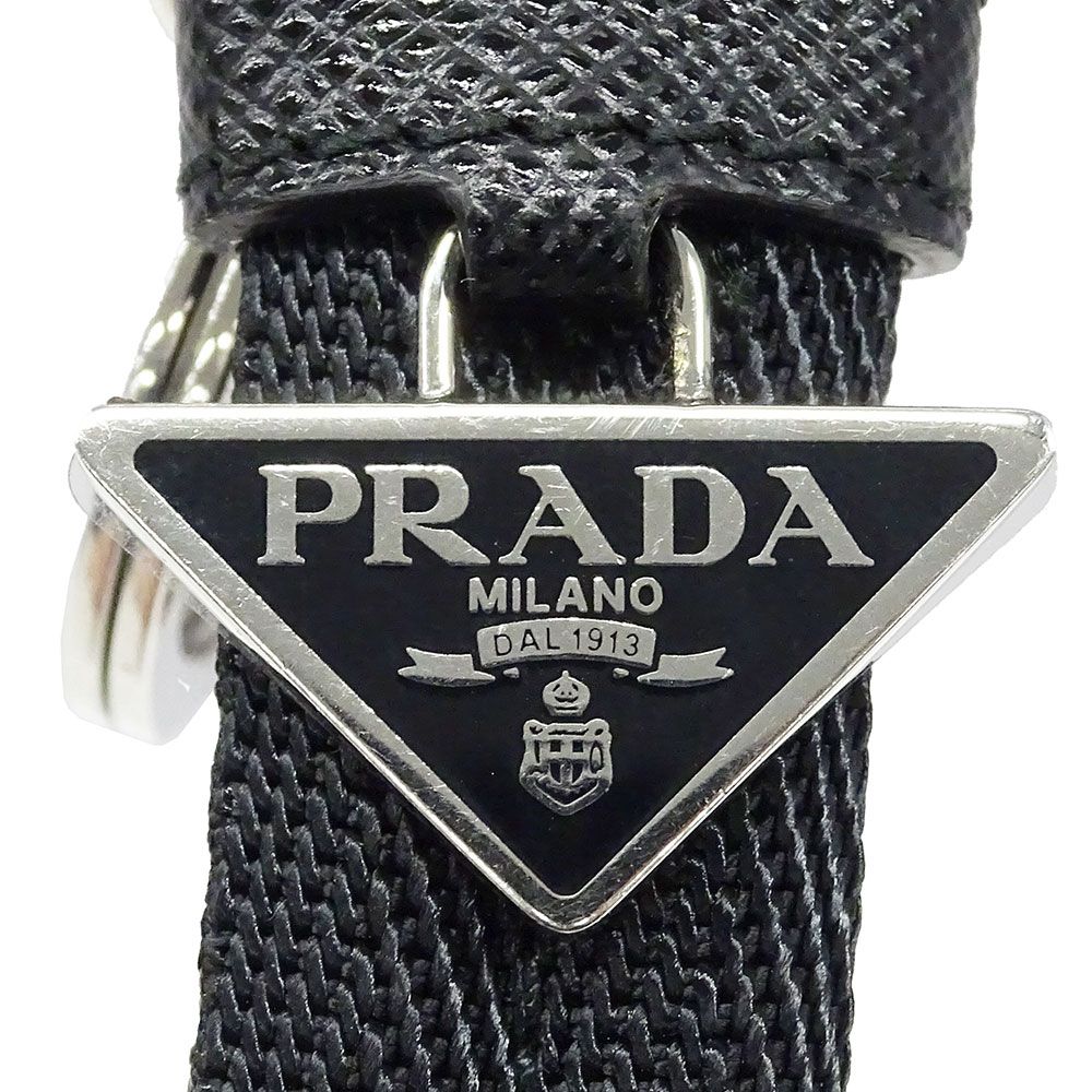 プラダ PRADA キーリング メンズ ブランド ナイロン ブラック シルバー