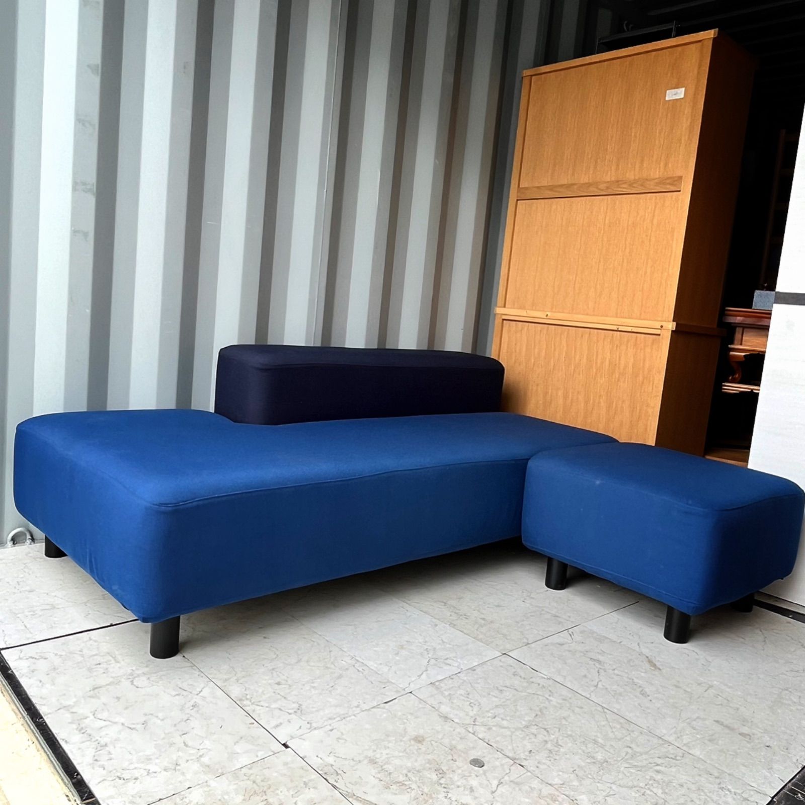 取付無料！無印良品 廃盤希少品 ブルーファブリックソファベンチ