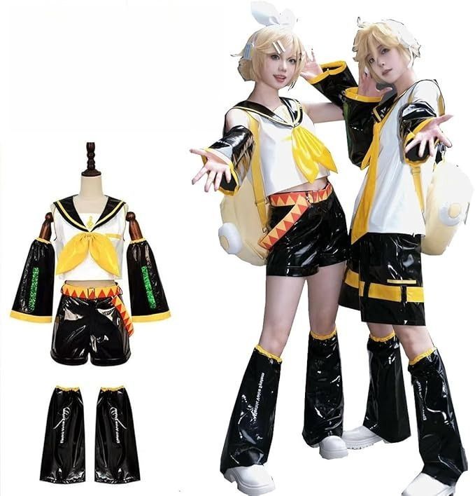 鏡音 リン・鏡音レン コスプレ衣装 PUパテントレザー JK 制服 高品質