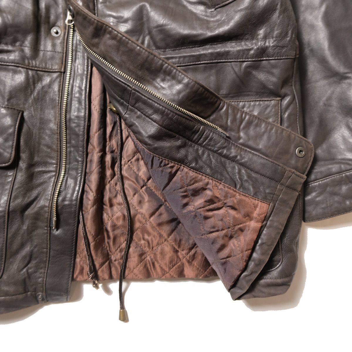 90's ブルックスブラザーズ ラムレザー カーコート 濃茶 (M) ダーク