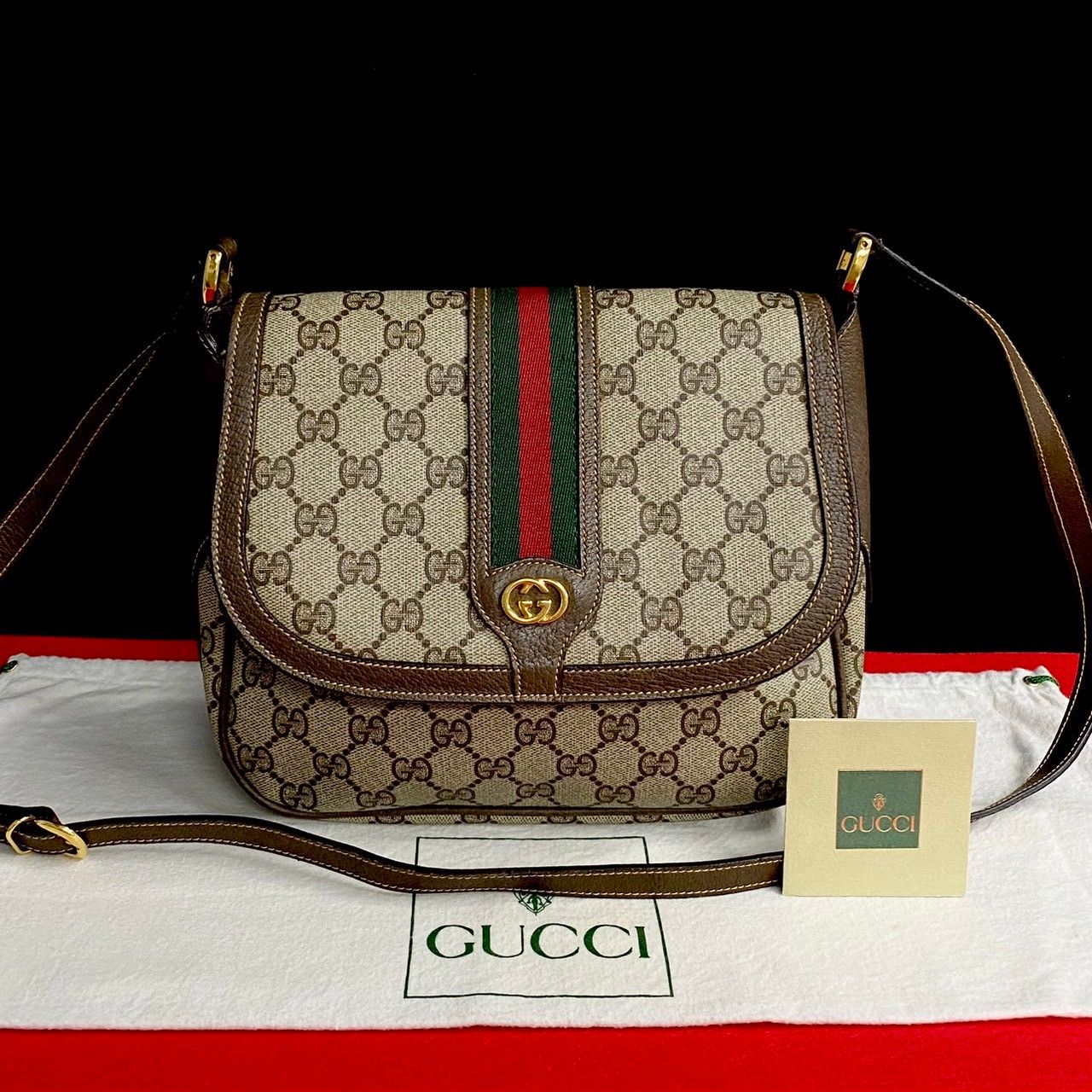 極 美品 GUCCI グッチ オールドグッチ ヴィンテージ シェリーライン GG