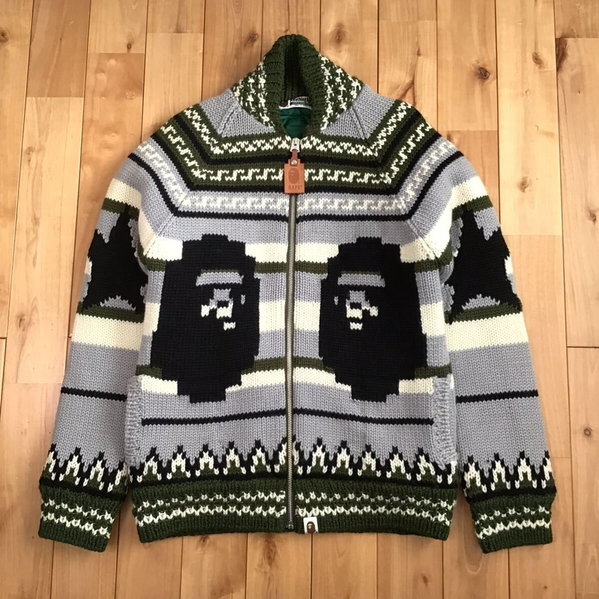 APE HEAD カウチン ニット ジャケット Mサイズ a bathing ape BAPE