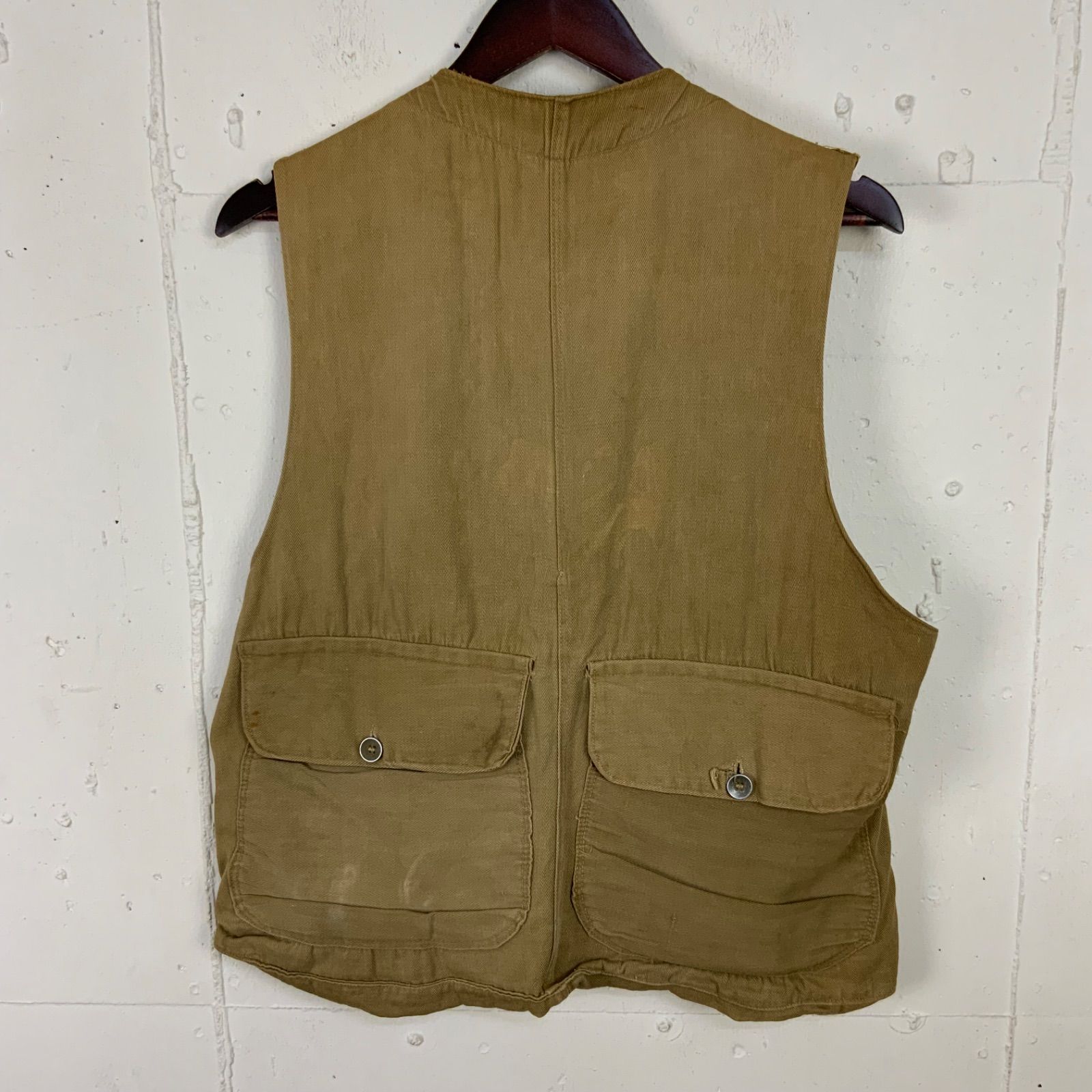 10s20s30sビンテージハンティングベストハーフムーンポケット半月型20
