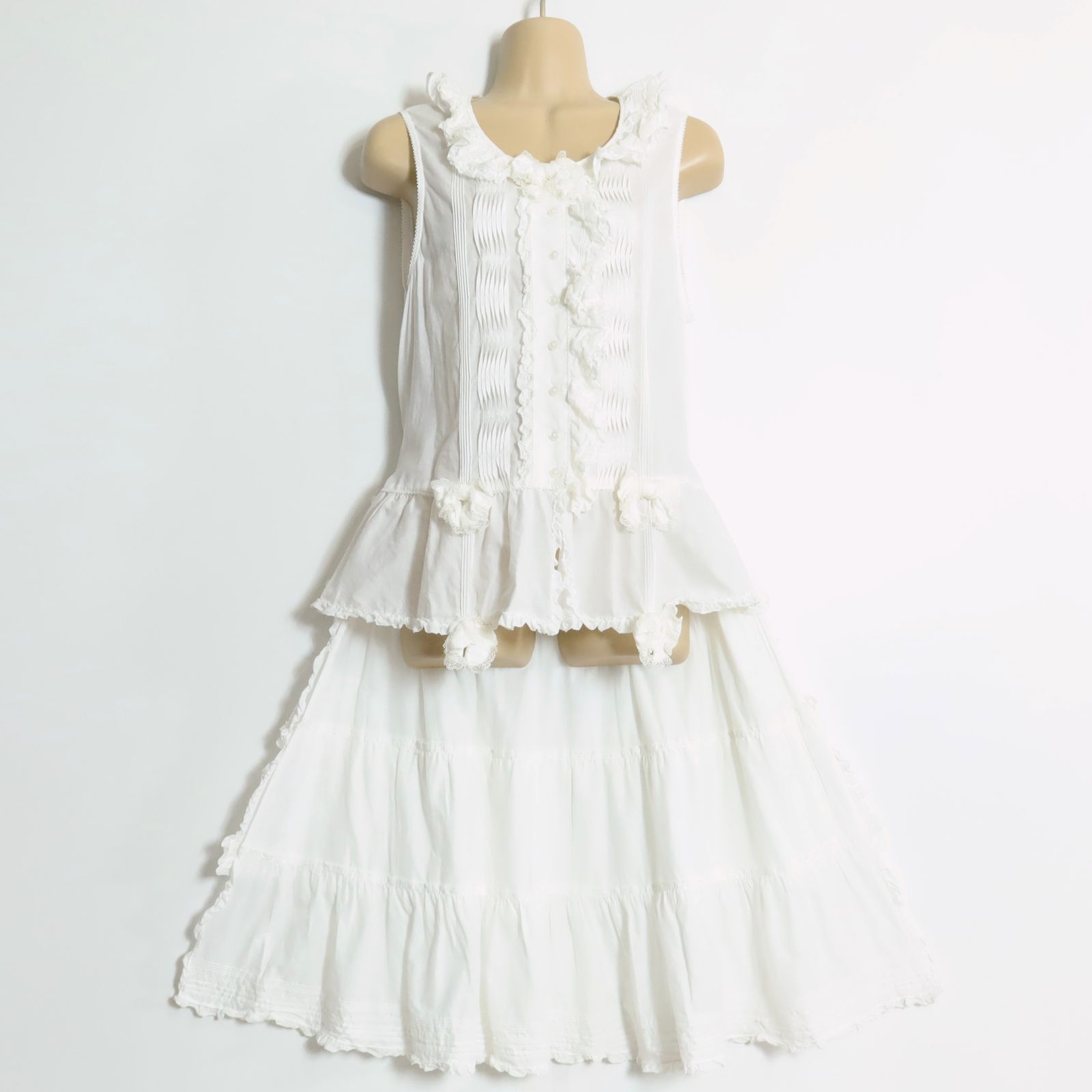 ピンクハウス☆タブリエ風ノースリーブ リボン&レース♪ 前開き