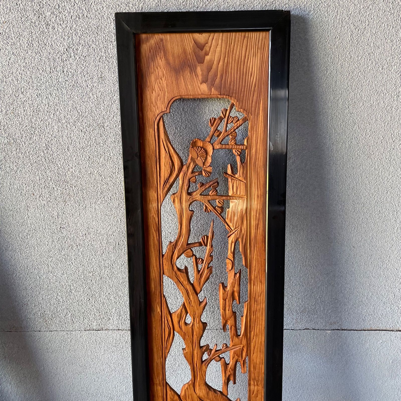 欄間 2枚セット 木彫 彫刻 和室 床の間 らんま 昭和 リフォーム - メルカリ