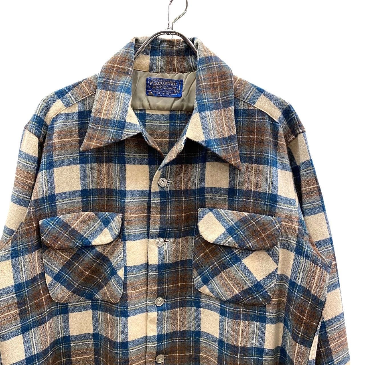 70s ビンテージ ペンドルトン ウール オープンカラーシャツ M 70年代