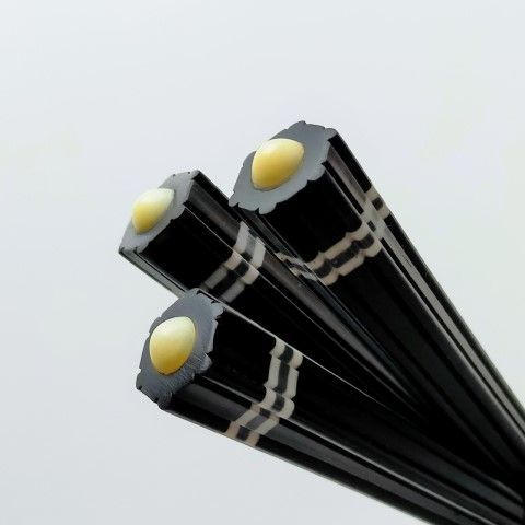 沖縄 三線用 カラクイ3本（六角デザイン・ダブルライン有・黒木）加工