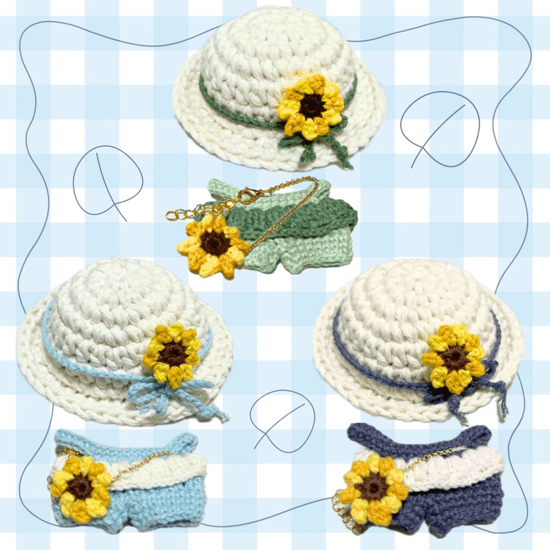 ぬい服｜10cm 11cm 12cm 13cm｜ひまわりのサロペットセット（帽子