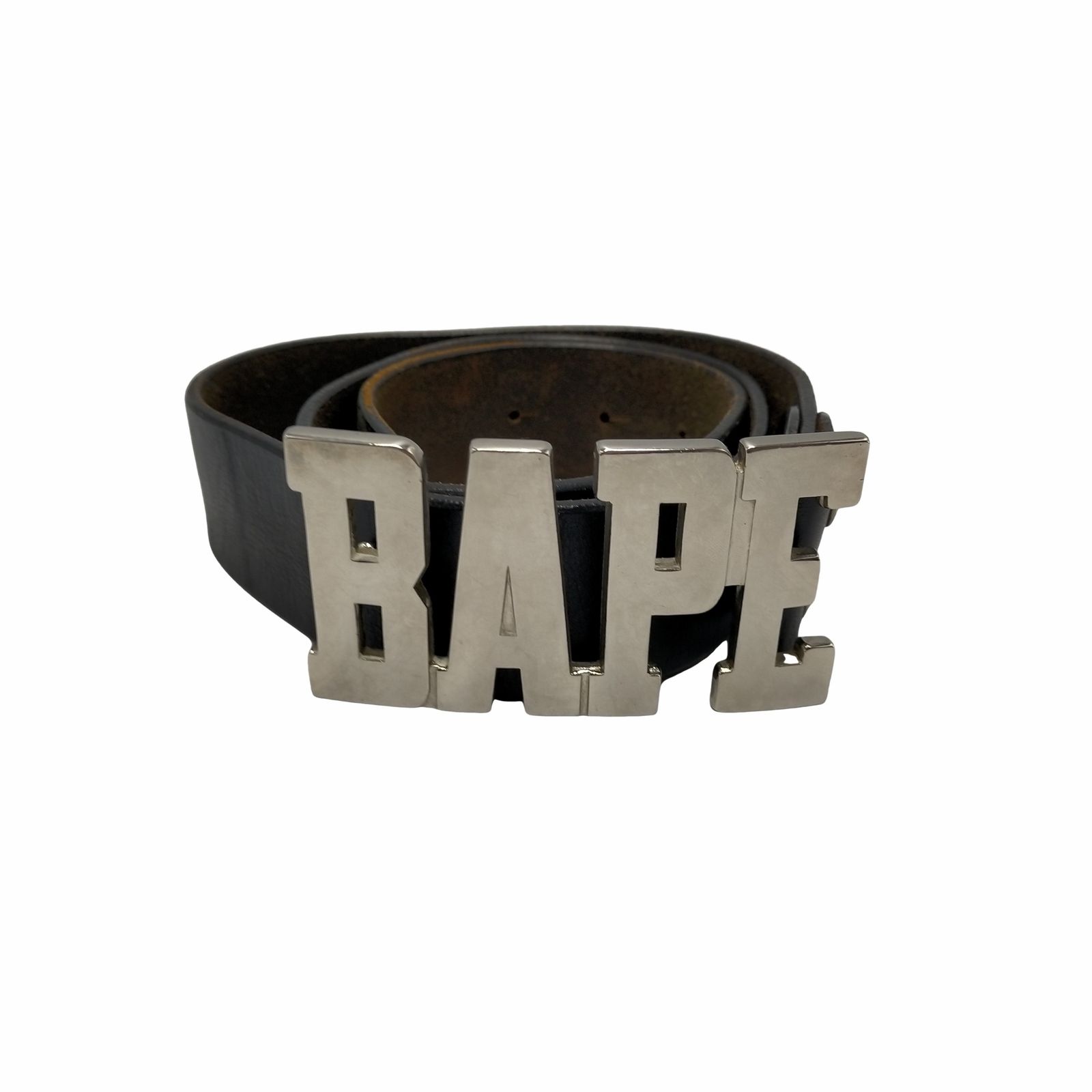 アベイシングエイプ A BATHING APE BAPE ロゴ バックル 本革 レザー