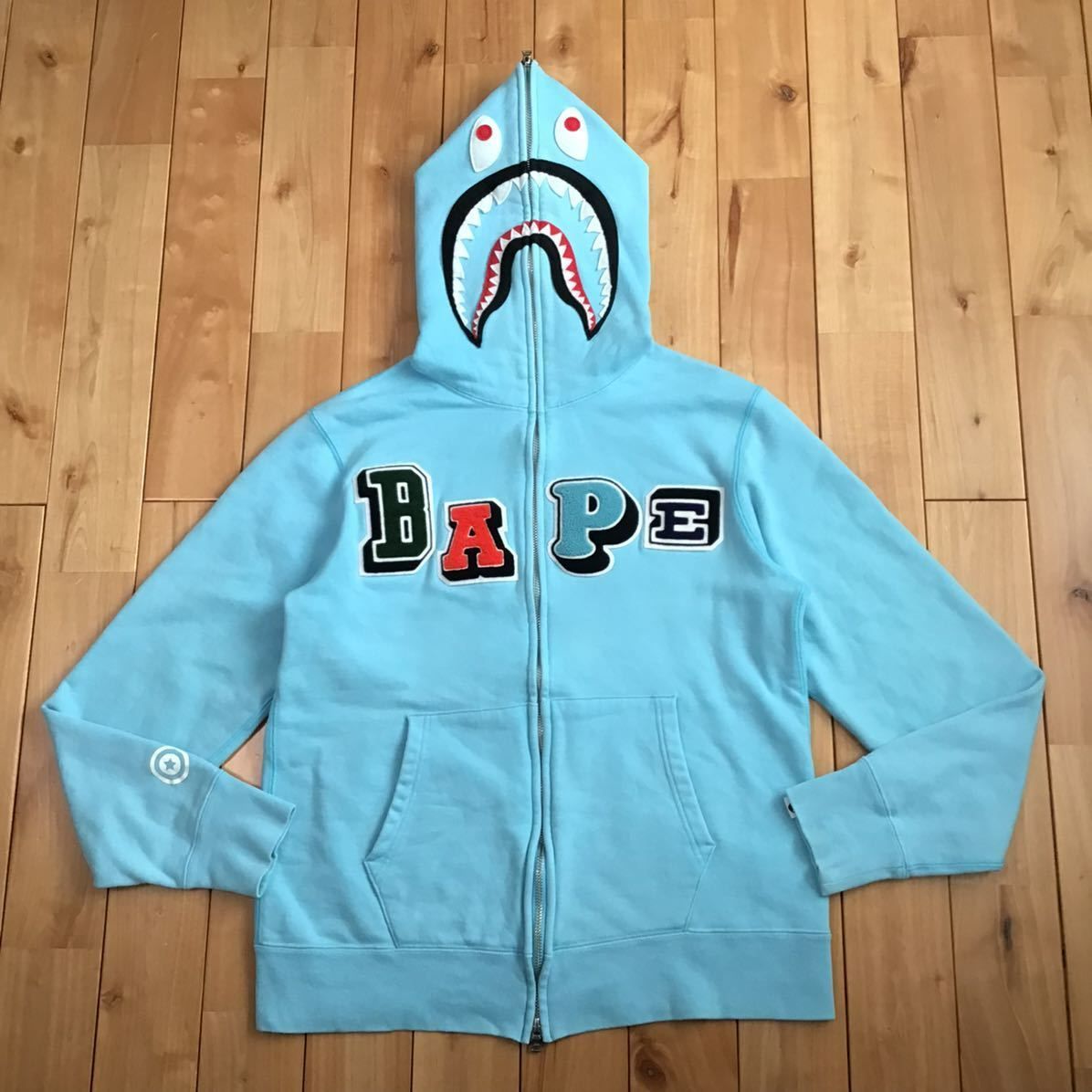 BAPE logo multi fonts シャーク パーカー Lサイズ shark full zip