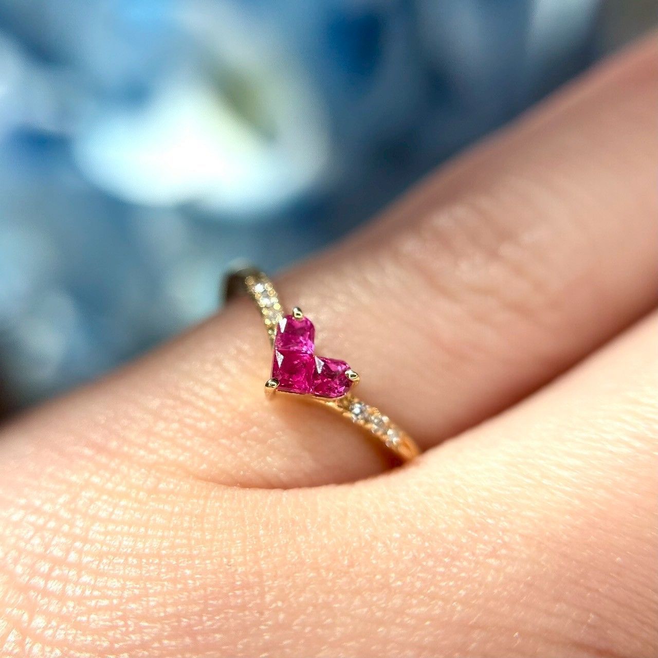 スタージュエリー ミステリアスハート リング K18 天然ルビー0.15ct