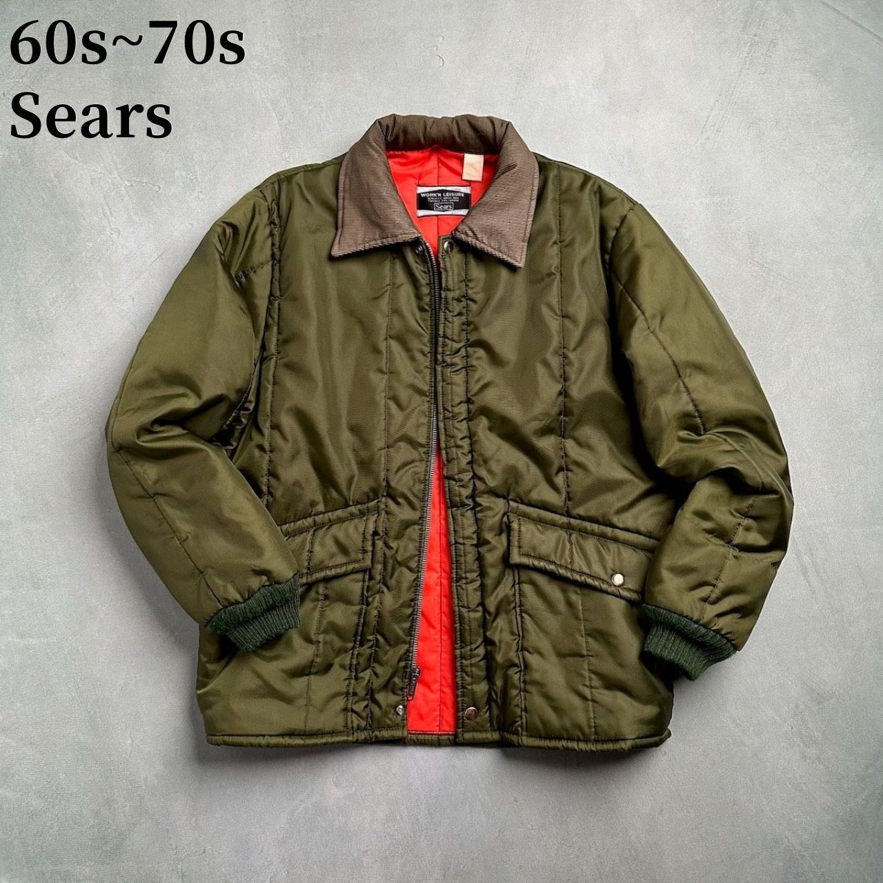 70s Sears キルティング ワーク ジャケット シアーズ カーキ 古着