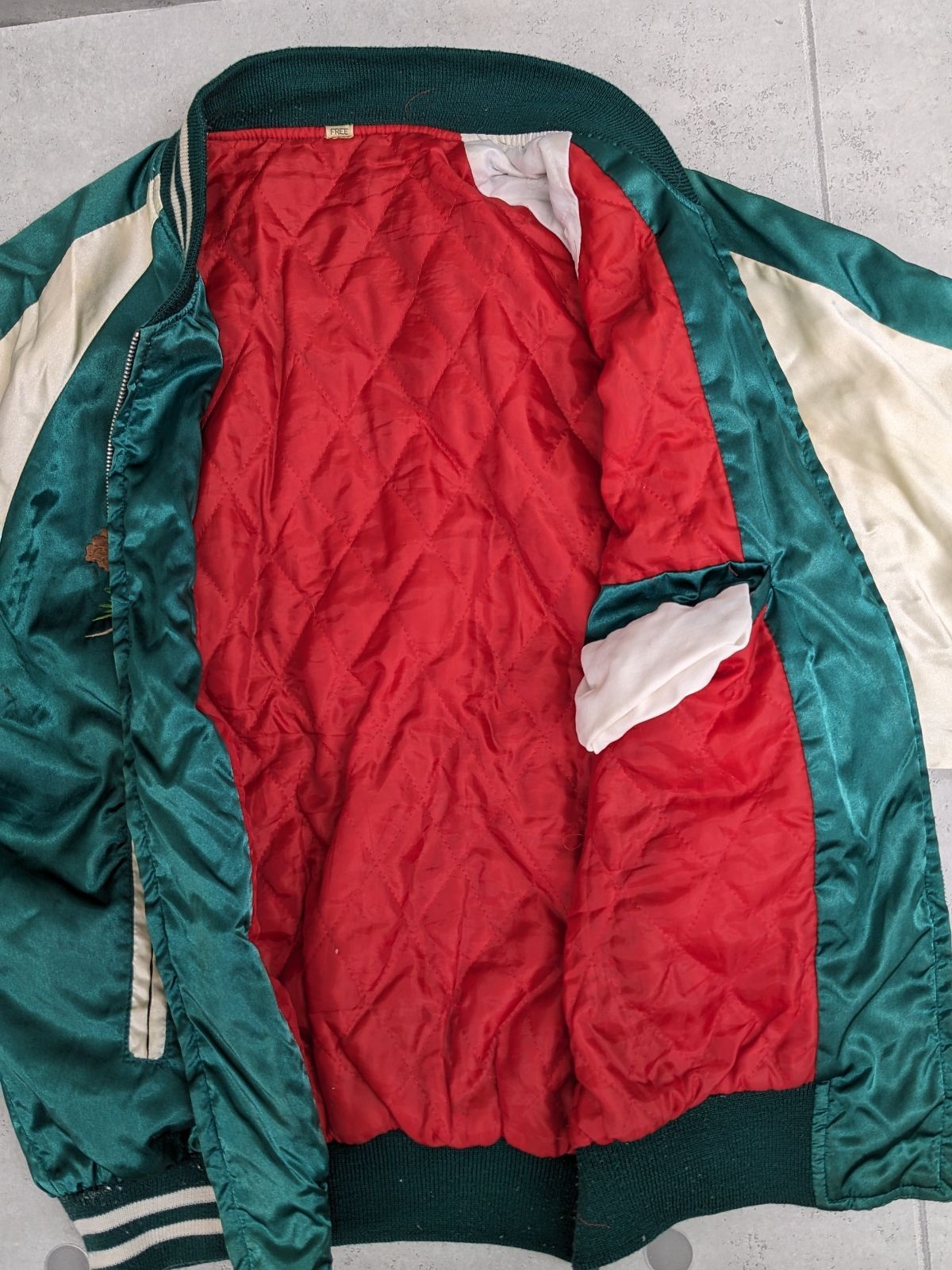 90's スカジャン 緑 フリーサイズ(メンズMサイズ相当) 横須賀