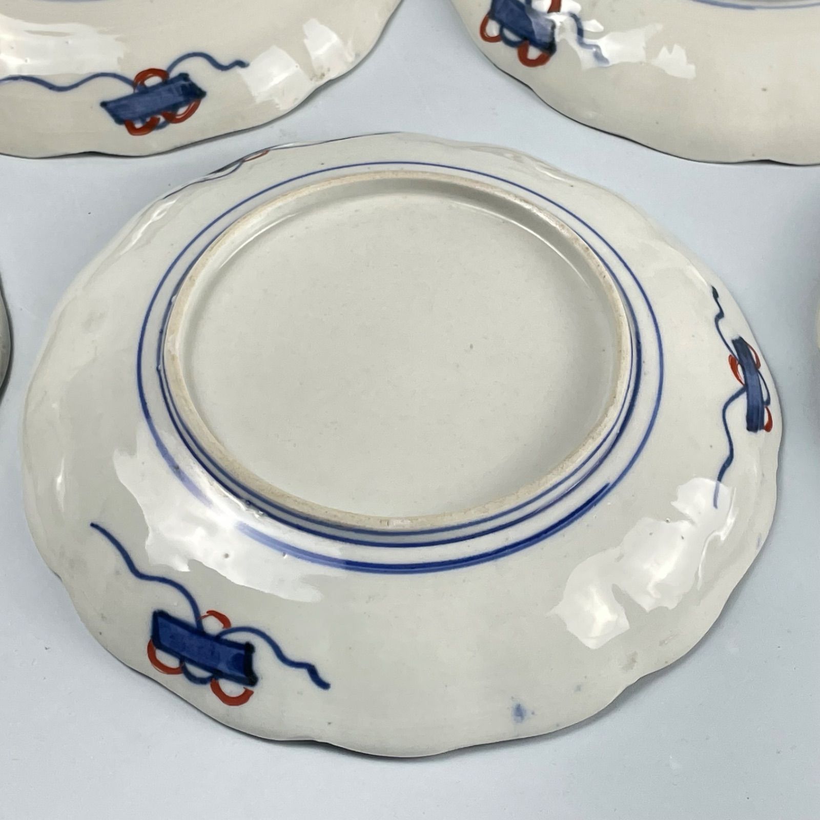 394 錦手 花 鳥 竹 古伊万里 伊万里焼 骨董 アンティーク 7寸皿 5枚