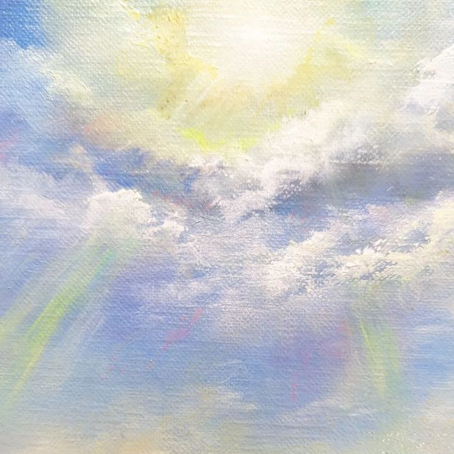 風景画 油絵風景画 painterTMK 画家本人出品 空の風景画 太陽と雲風景