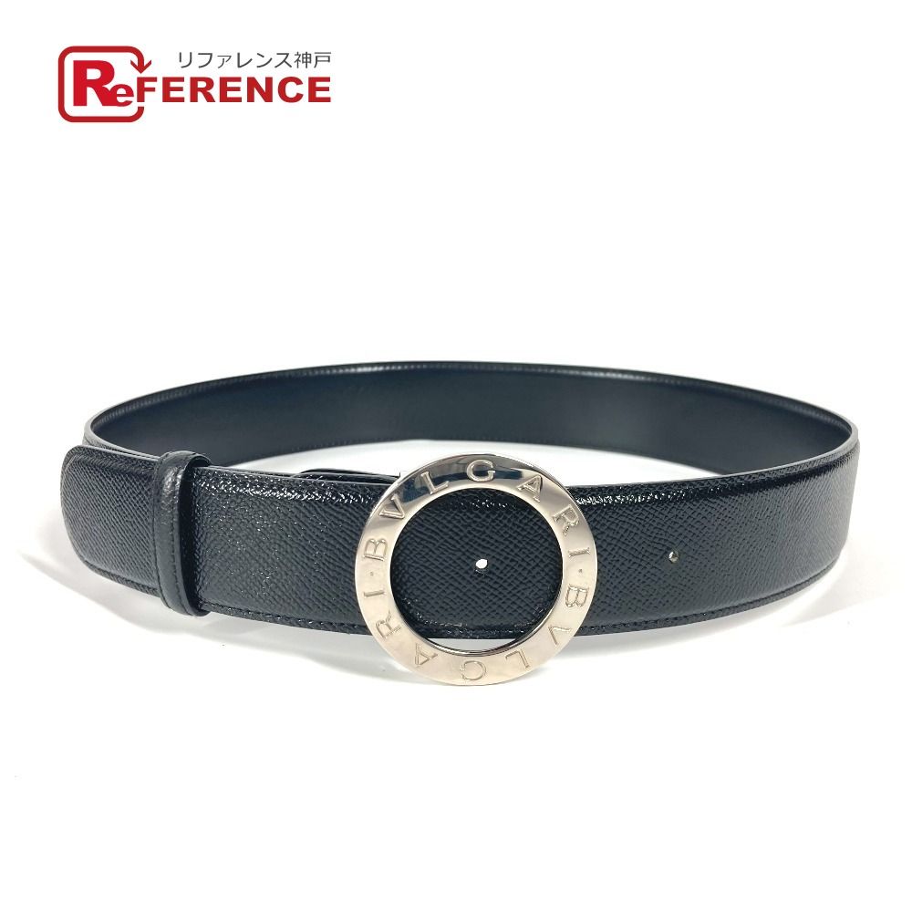 BVLGARI ブルガリ ベルト サークルロゴ シルバー金具 レザー ブラック