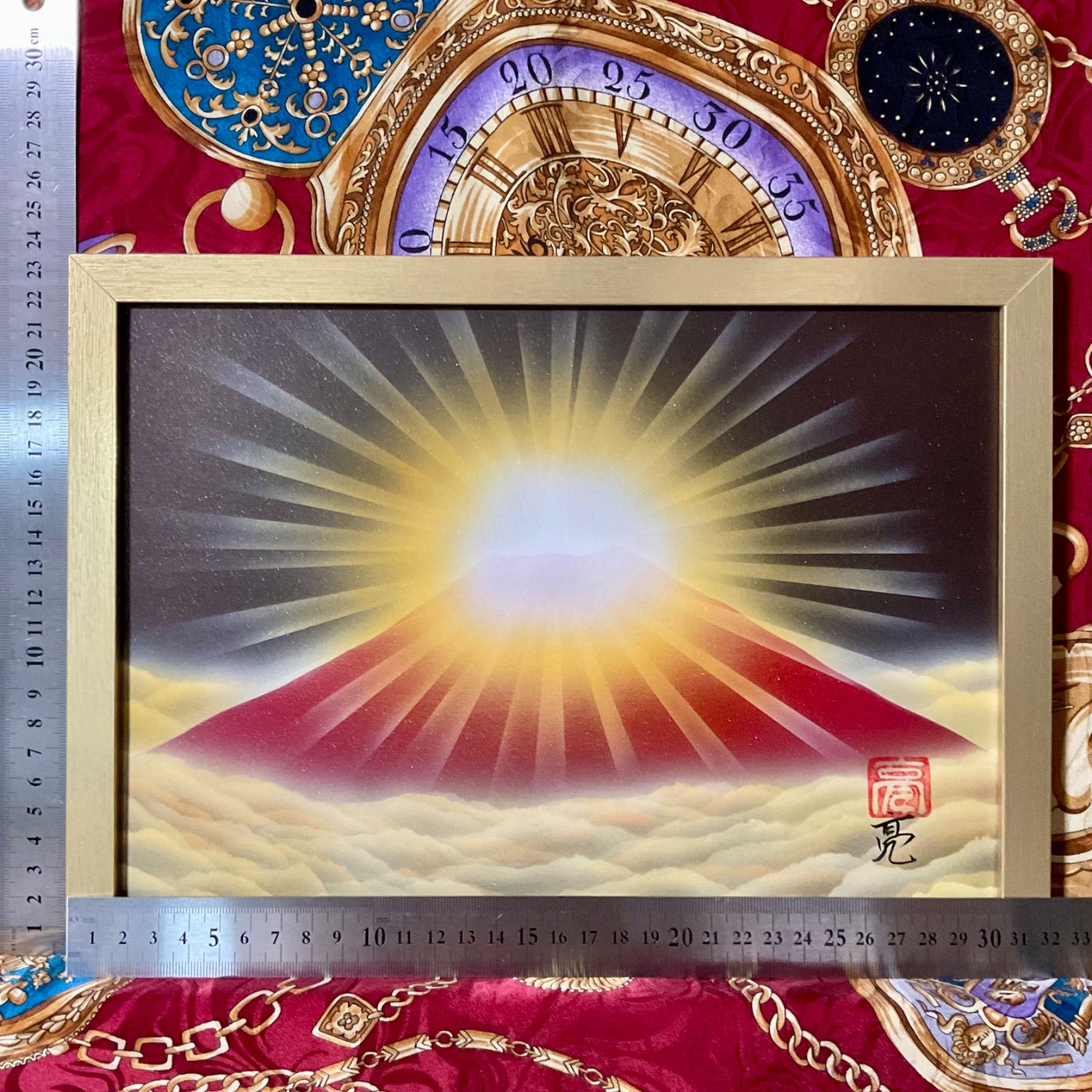 風水絵画☆強力開運アート】雲海ダイヤモンド赤富士 仕事運金運アップ