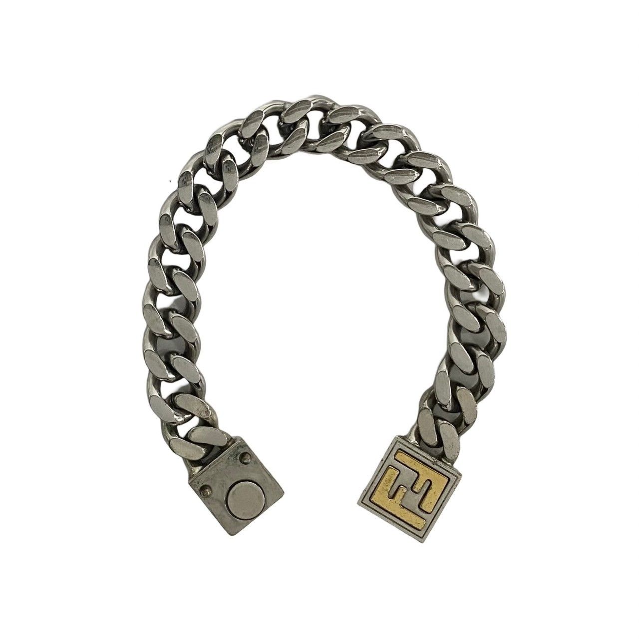 極 美品 FENDI フェンディ FF ロゴ GP シルバーメッキ チェーン