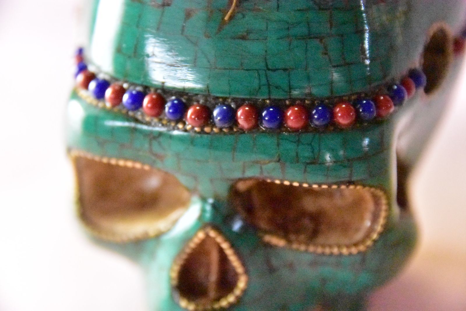 チベタンスカル カパーラ 髑髏 ドクロ トルコ石インレイ チベット仏教