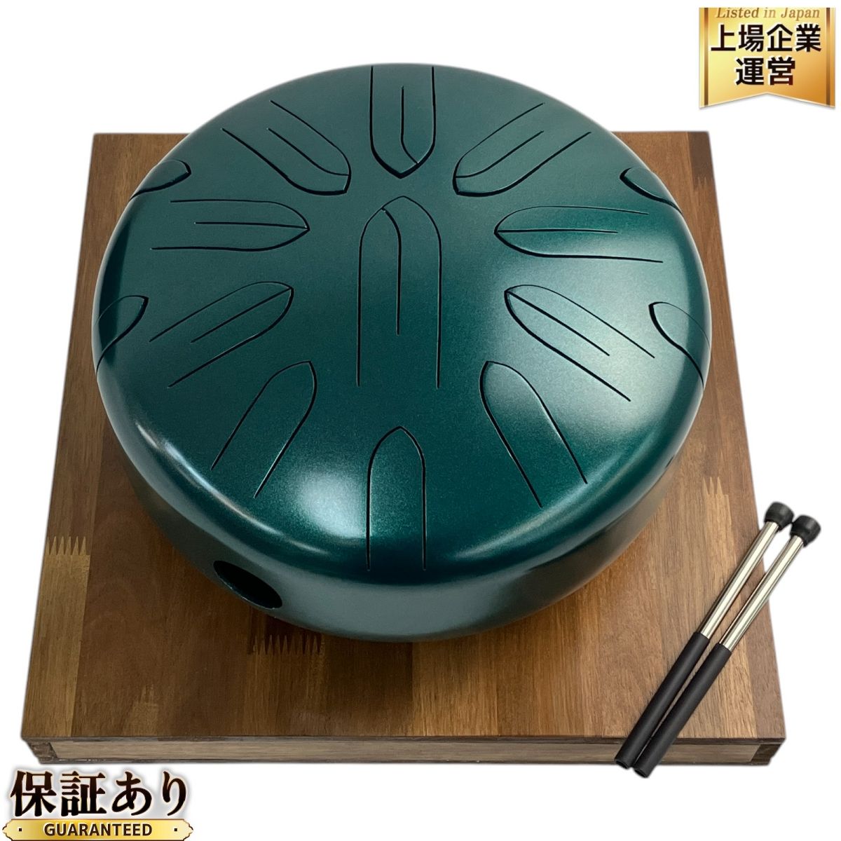 美品 さざなみ楽器工房 大型凪 さざなみドラム タングドラム グリーン