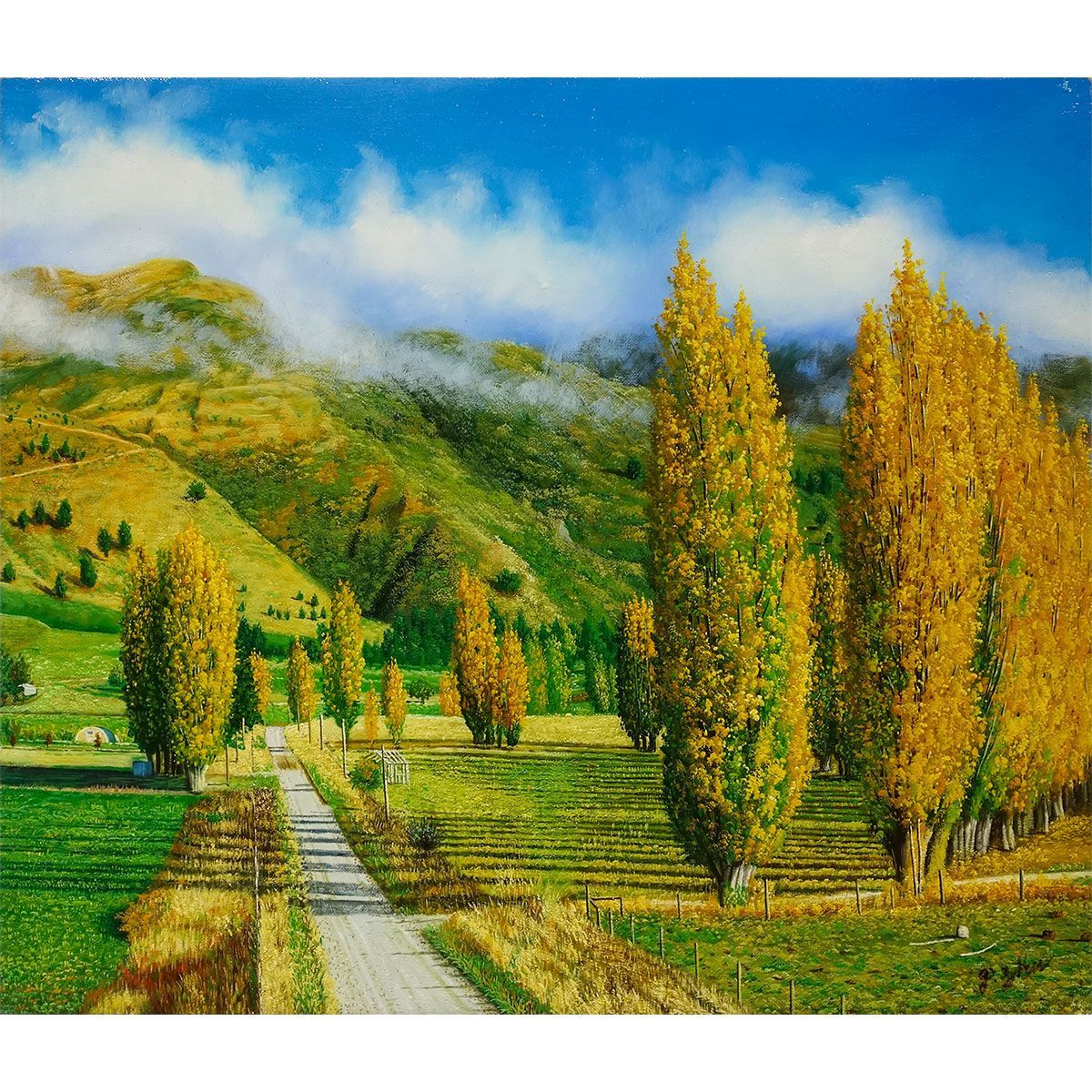 風景画 油彩画 木製フレーム 風景画 油彩画 木製フレーム付き 【公式通販】