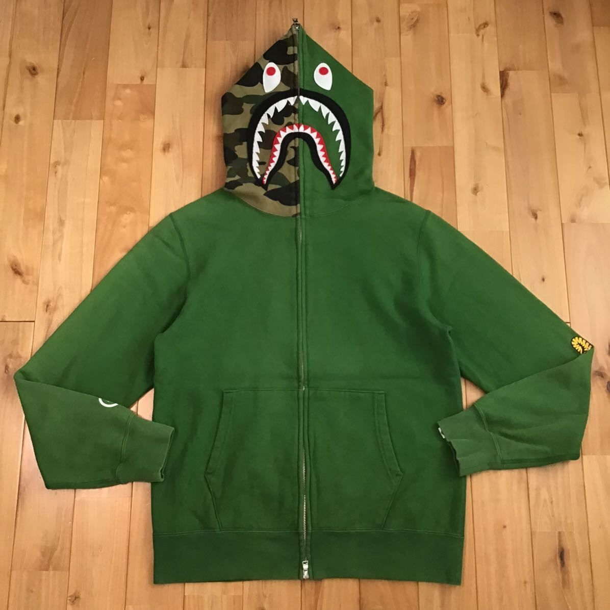 Green × 1st camo green シャーク パーカー Lサイズ shark full zip