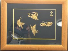 美品 天然水晶工芸品「天翔龍」天を翔け福を掴む 日本伝統工芸正会員