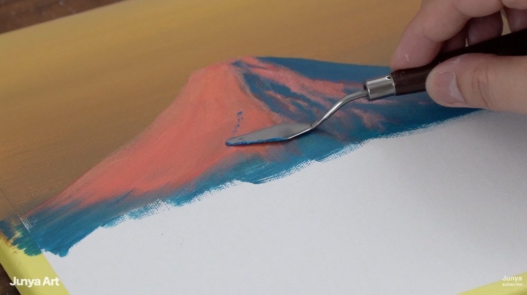 アクリル絵の具で「幸運の赤富士」を描いてみた｜junya_art