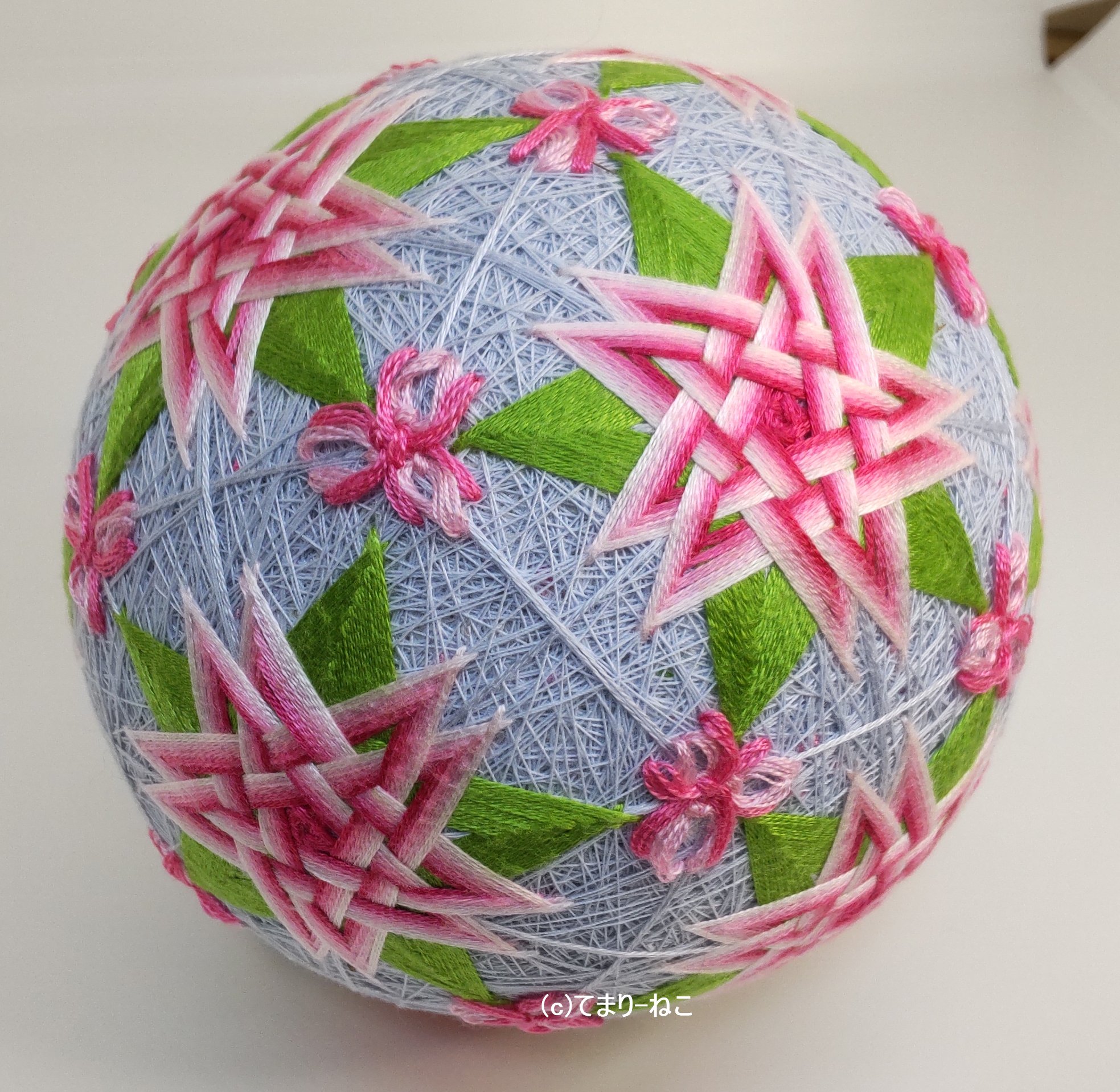 188 手まり「星籠桜」の作り方｜てまり-ねこ